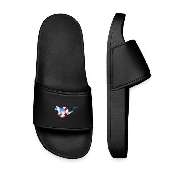 Poisson baleine bleu vif avec bouée de sauvetage - Claquettes enfant - noir - Devant