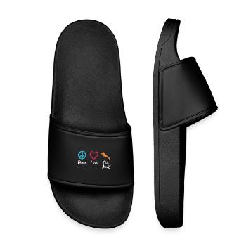 Paix, amour, couper la chair - Claquettes enfant - noir - Devant
