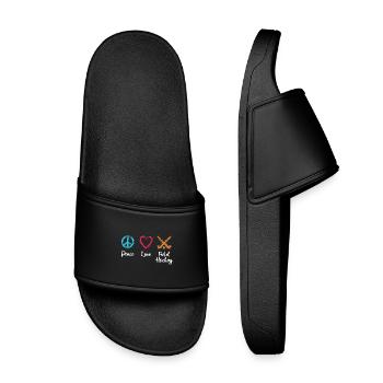 Peace Love Hockey sur gazon - Claquettes enfant - noir - Devant