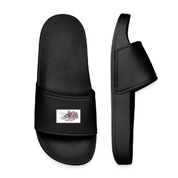 Colorful sneakers with comic design - Kids’ Pool Sliders - black - Front