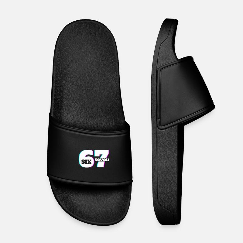 Six Seven 6 7 Meme Fun Design 67 - Kinder Badelatschen - Schwarz