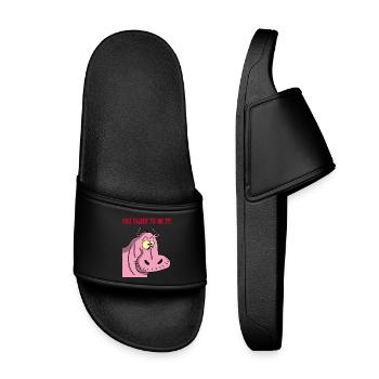 Rosa Nilpferd - Kinder Badelatschen - Schwarz - Vorne