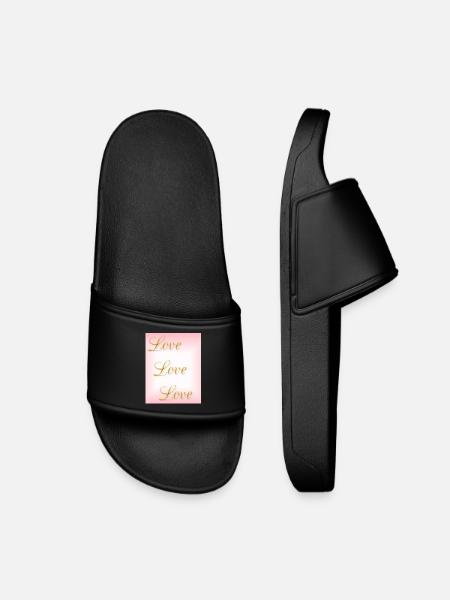 Love - self-love - true love - Kids’ Pool Sliders - black