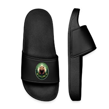 Ours brun - Claquettes enfant - noir - Devant