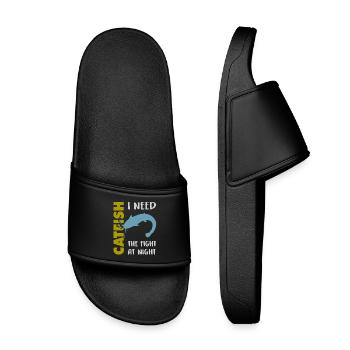 Catfish fishing fight with the strong catfish - Kids’ Pool Sliders - black - Front