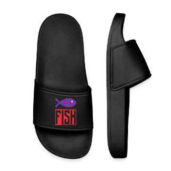 FISH. HUMOR. FISH. SARDINE. APRIL FOOL - Kids’ Pool Sliders - black - Front