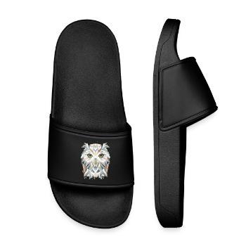 Majestic Snowy Owl - Geometric Elegance - Kids’ Pool Sliders - black - Front