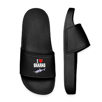 J’aime les requins Drôle de requin à tête de marteau, marteau mignon - Claquettes enfant - noir - Devant