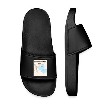 Gentle empathy with butterfly and stork - Kids’ Pool Sliders - black - Front