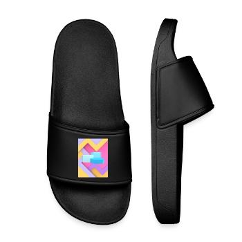 Pastel Geometric Pod Design - Kids’ Pool Sliders - black - Front
