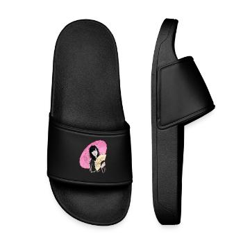 Beauté asiatique avec un parapluie rose - Claquettes enfant - noir - Devant
