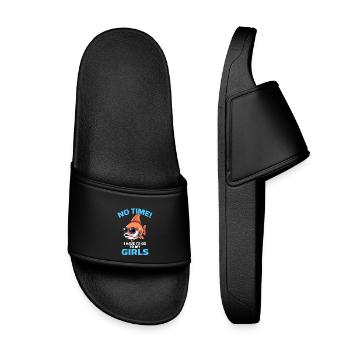 Fish Cool Saying Angler Aquarian Girls - Kids’ Pool Sliders - black - Front