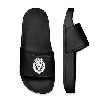 Tête de lion aux yeux jaunes Vecteur prédateur - Claquettes enfant - noir - Devant