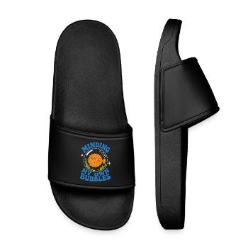 Minding My Own Bubbles Puffer Fish - Kids’ Pool Sliders - black - Front