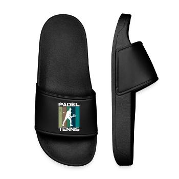 Padel Tennis Saying Balls Sports Racket Training - Kids’ Pool Sliders - black - Front
