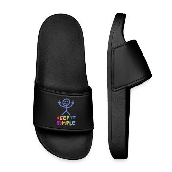 Strichmännchen Mittelfinger - Kinder Badelatschen - Schwarz - Vorne