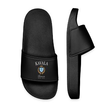 Kavala Greece Coat of Arms Crown – Travel Souvenir - Kids’ Pool Sliders - black - Front