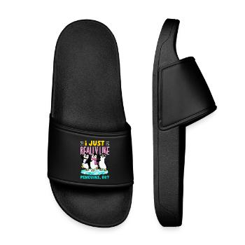 Pingouin mignon - Cadeau pour l’amoureux des manchots - Claquettes enfant - noir - Devant