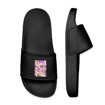 Neon Rosé Tie-Dye Swirl - Kids’ Pool Sliders - black - Front