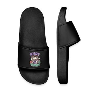 Knot Today Cat with Wool - Kids’ Pool Sliders - black - Front