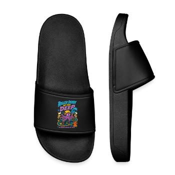 Roller Derby of the Deep Sea - Kids’ Pool Sliders - black - Front