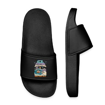 Eisstation Wochenende Winter Humor - Kids’ Pool Sliders - black - Front