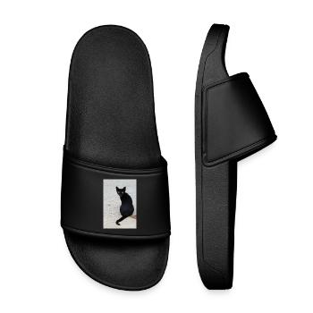 Cat black - Kids’ Pool Sliders - black - Front