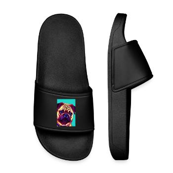 Pug Dog - Kids’ Pool Sliders - black - Front