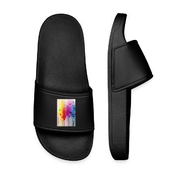Splashes of paint and lines - Kids’ Pool Sliders - black - Front