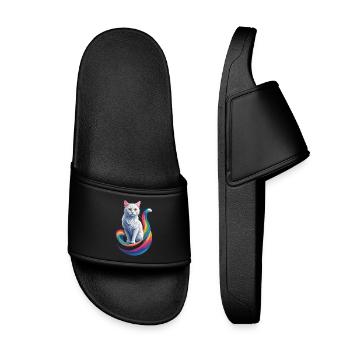 Cute Cat - Kids’ Pool Sliders - black - Front
