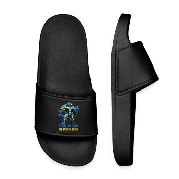 Strong and proud Swedish bear - Kids’ Pool Sliders - black - Front