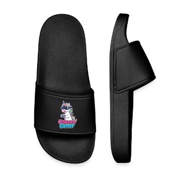 Unicorn Gamer VR Edition - Kinder Badelatschen - Schwarz - Vorne