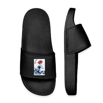 Koi et Vague en Soleil - Claquettes enfant - noir - Devant