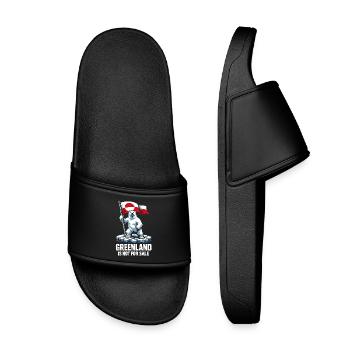 Greenland Flag Bear Greenlanders Gift - Kids’ Pool Sliders - black - Front