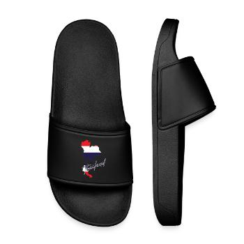 Map with Thailand flag, I love Thailand - Kids’ Pool Sliders - black - Front