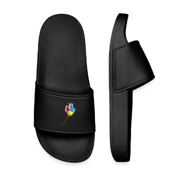 Color Cascade Kaleidoscope - Kids’ Pool Sliders - black - Front