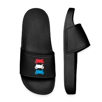Motorcycle Luxembourg Flag Motorsport Biker - Kids’ Pool Sliders - black - Front