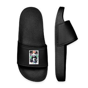 panda - Kids’ Pool Sliders - black - Front