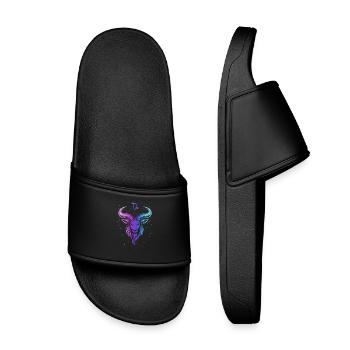 Colorful goat with star pattern - Kids’ Pool Sliders - black - Front