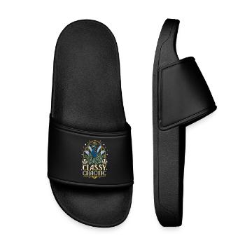 Classy Chaotic Peacock Art Deco - Kids’ Pool Sliders - black - Front