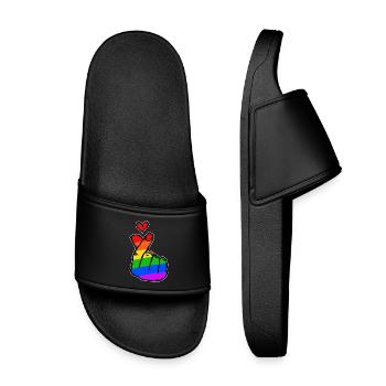 Peace Heart Love Rainbow Mouvement pour la paix - Claquettes enfant - noir - Devant