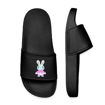 niedlcher Osterhase - Kinder Badelatschen - Schwarz - Vorne