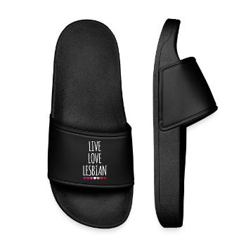 Live. Love. Lesbian. - Kids’ Pool Sliders - black - Front