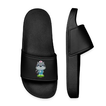 Raccoon Nurse - Kids’ Pool Sliders - black - Front