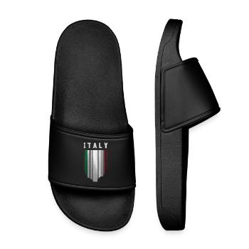 Flag of Italy, Italian pride - Kids’ Pool Sliders - black - Front