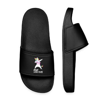 Logo Rave Unicorns White Text - Kinder Badelatschen - Schwarz - Vorne