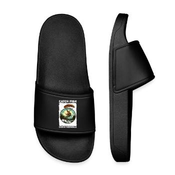 Adventurous angler with climbing board - Kids’ Pool Sliders - black - Front