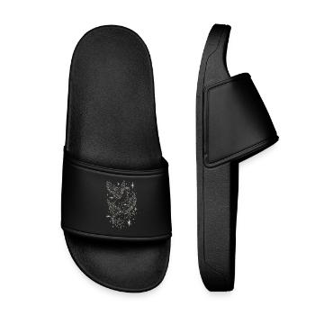 Deux chevaux célestes pégases entre les étoiles - Claquettes enfant - noir - Devant