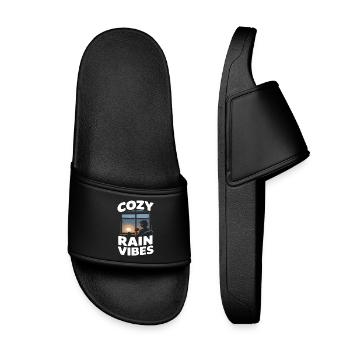 Cozy Rain Vibes Regen - Kids’ Pool Sliders - black - Front