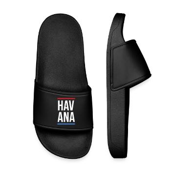 Havana Bold Mono with Red Blue Stripes - Kids’ Pool Sliders - black - Front